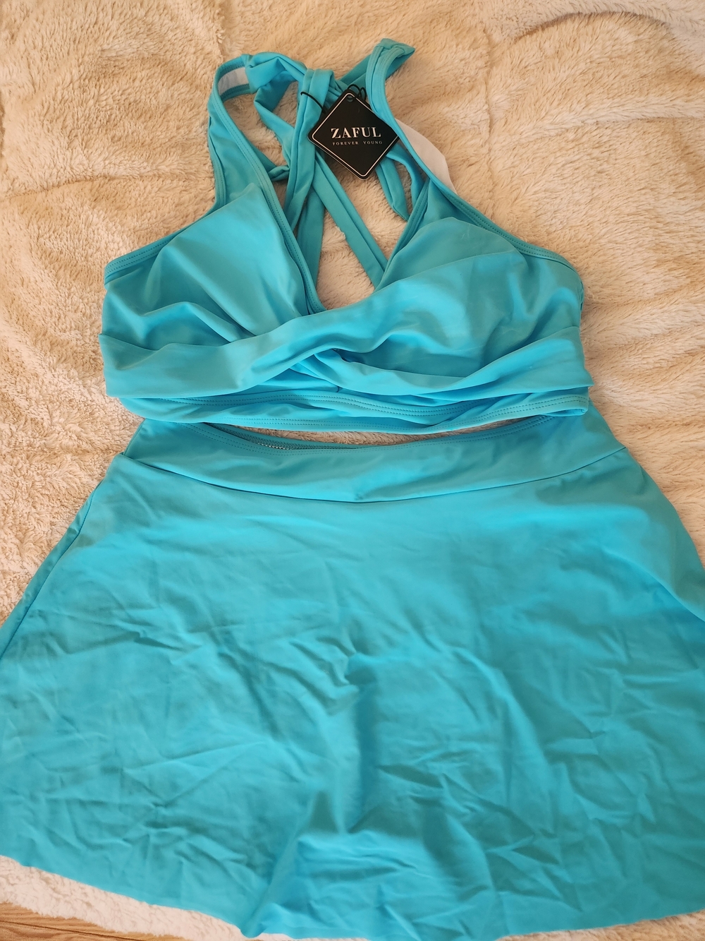 Zaful Turquoise Two-Piece Swim Set